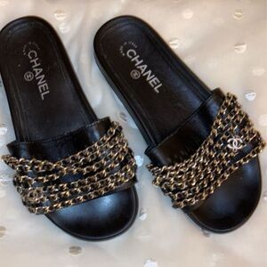 Chanel slip on slides sz 37 (7 u.s.)